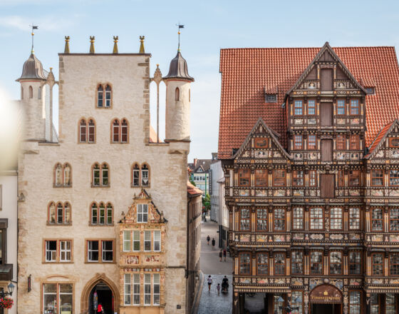 Tempelhaus und Wedekindhaus © Hildesheim Marketing GmbH, Foto Dagmar Schwelle