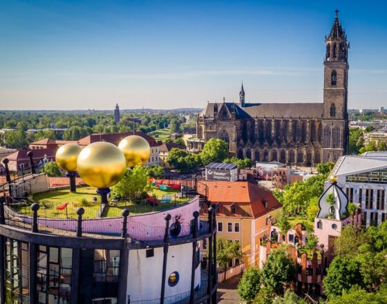 Magdeburg Dom und Grüne Zitadelle © Andreas Lander, Magdeburg Marketing