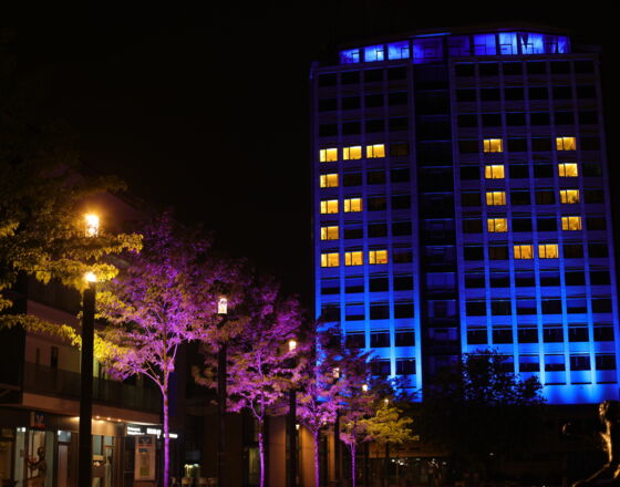 Rathaus Lünen Lichtinstallation Europa © Adrian Haustein